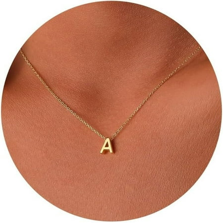 Initial Necklaces for Women, 14k Gold Plated Dainty Gold Letter Necklace Tiny Initial Pendant Necklace Cute Letter Name Choker Necklaces for Women Simple Gold Jewelry for Women Gifts