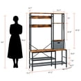 thumbnail image 6 of Hall Tree Coat Rack with LED Lights,Modern Coat Rack with Bench Shoe Storage and Removable Coat Hooks 5 in 1 Large Organizer with Storage Basket for Entryway Hallway Bedroom (Brown), 6 of 7