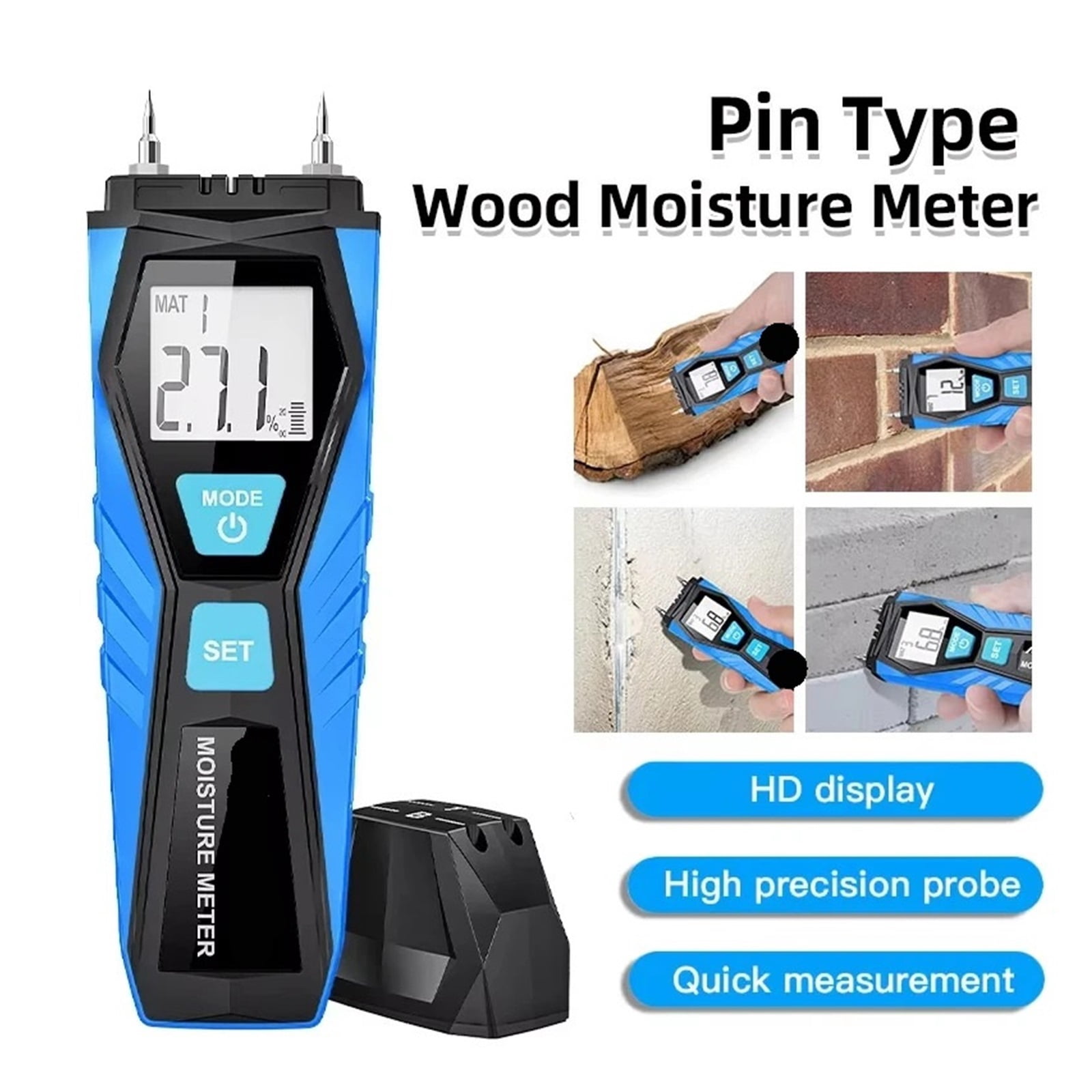 Professional Pin-Type Digital Wood Moisture Tester & Humidity Tester Handheld Moisture Meter