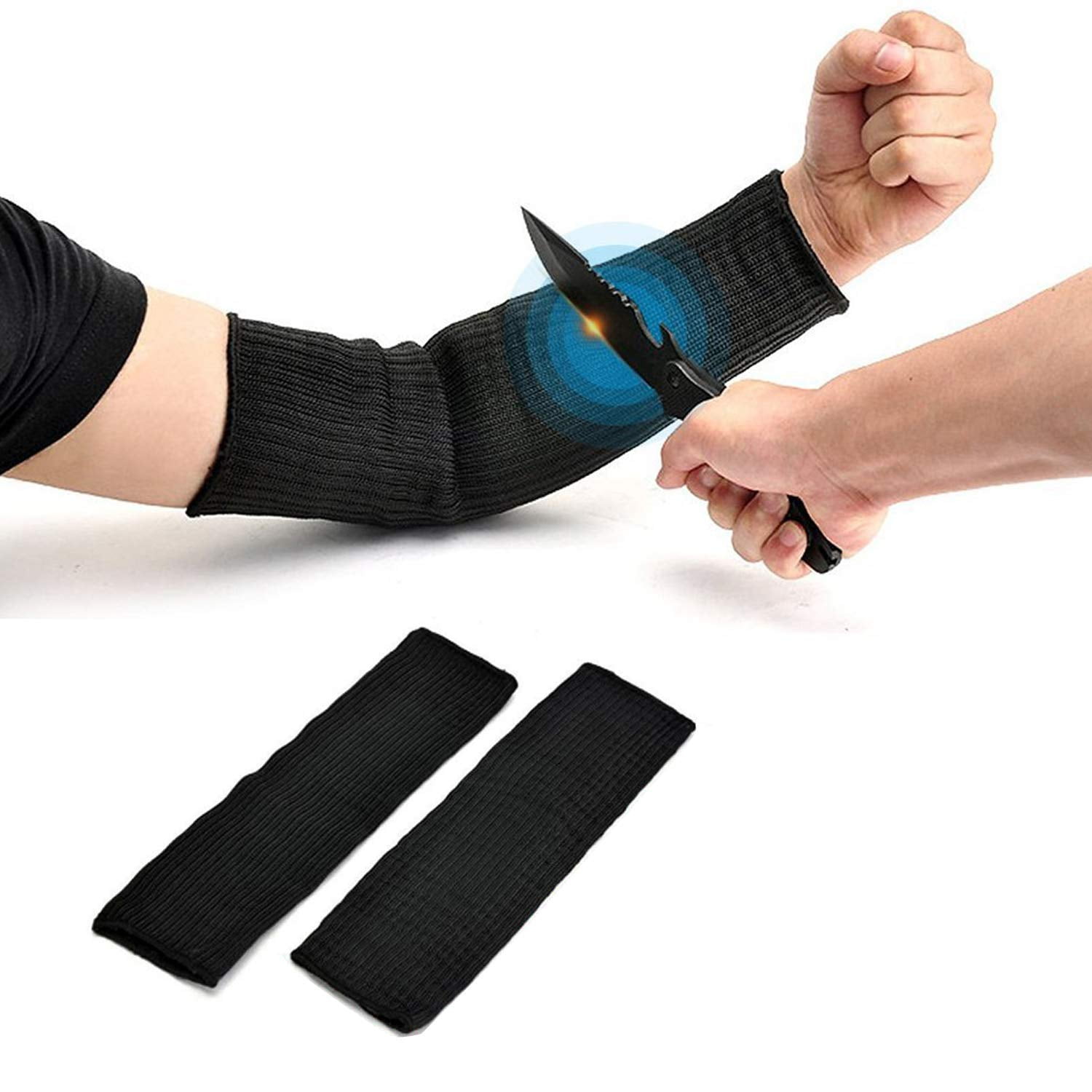 Anti-cutting Protector Bracers Arm Hands Guards Steel Wire Long Gloves Black 
