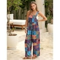 thumbnail image 3 of PUWEI Women's Summer Casual Boho Romper Floral Print Overalls Loose Wide Leg Jumpsuits with Pockets, 3 of 7