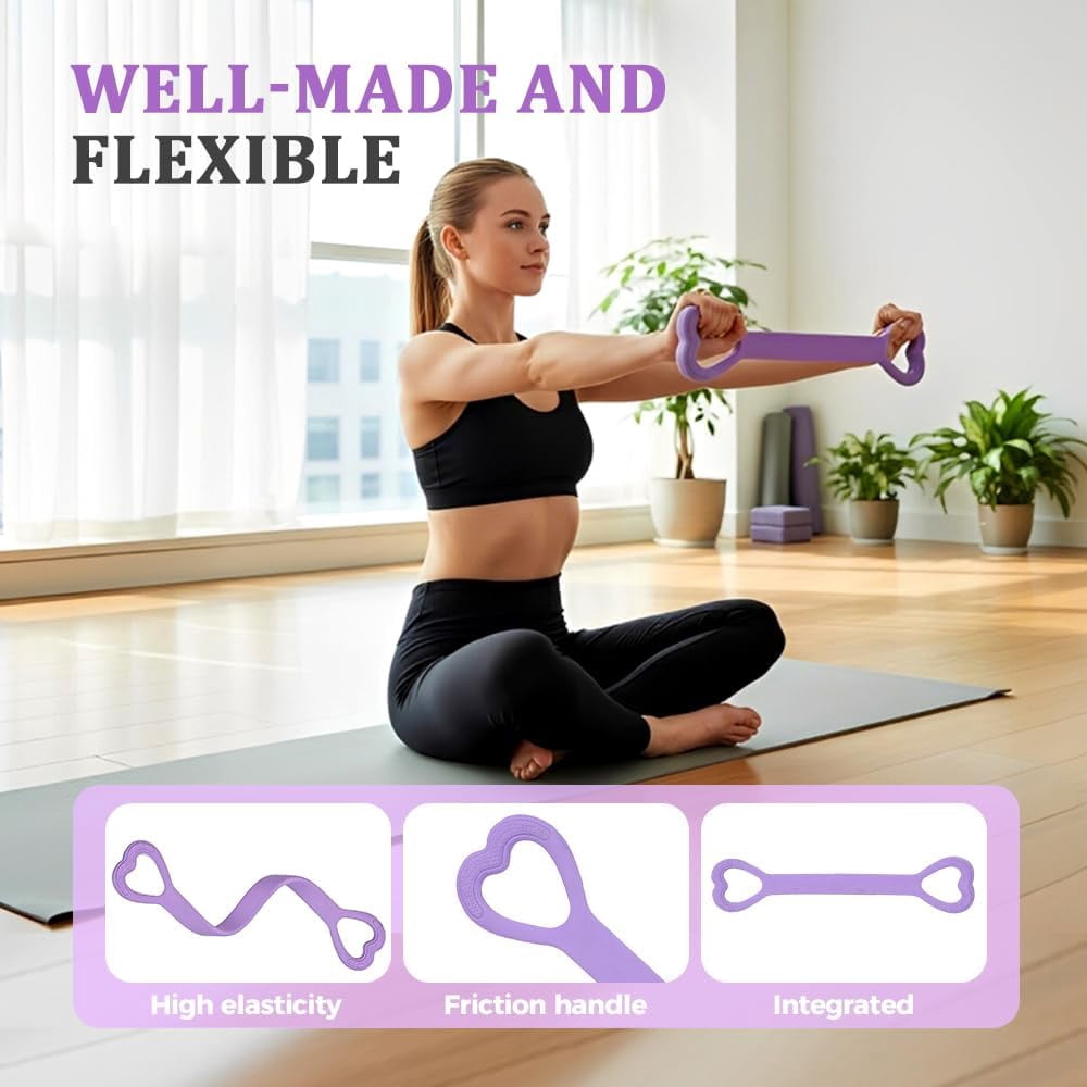 Figure 8 Resistance Bands Exercise Bands for Women, 2026 New Resistance Band with Handles for Working Out, Elastic Ropes for Arm Back Shoulder Stretching Training