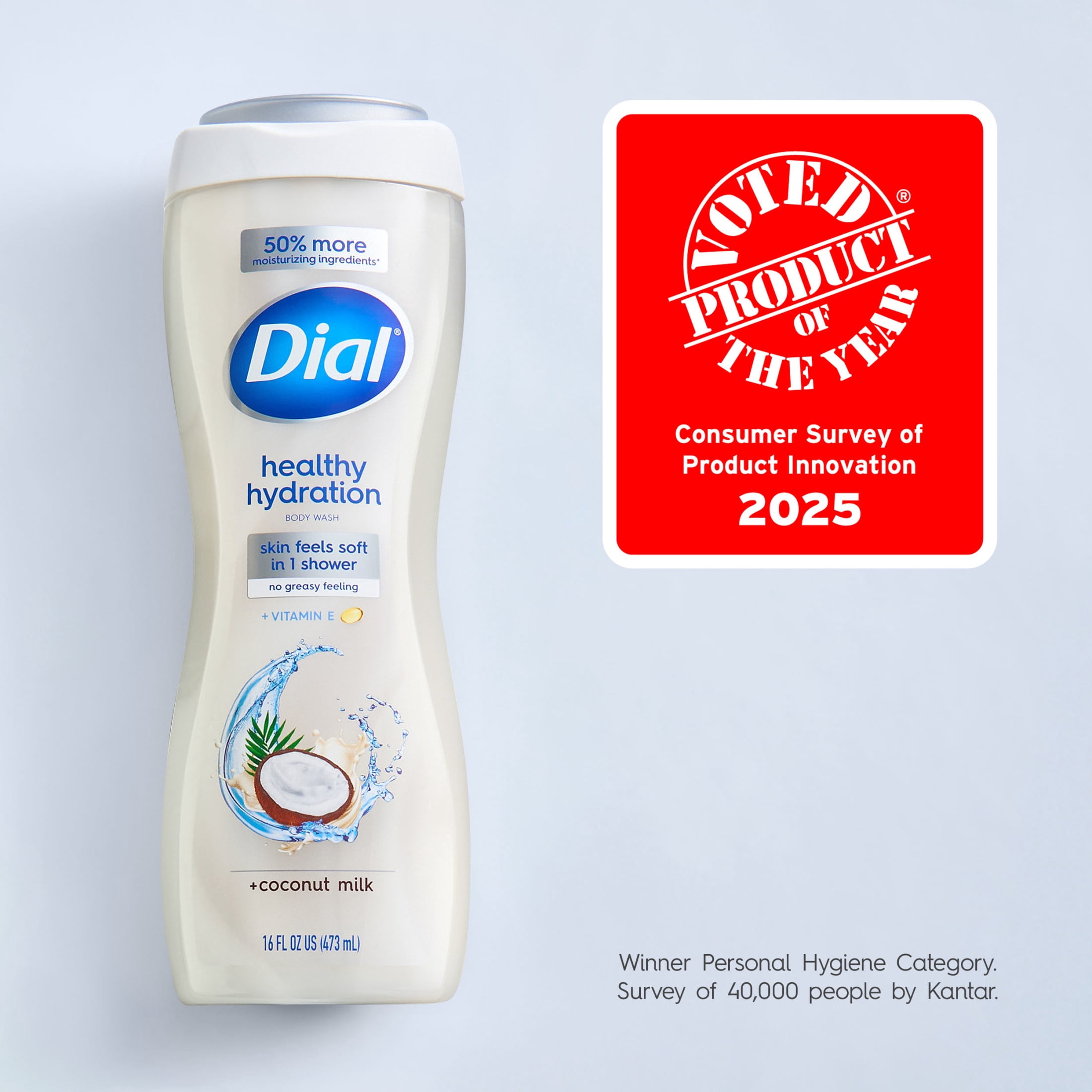 Dial Healthy Hydration Body Wash Coconut Milk with Vitamin E, 16 fl oz