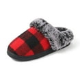thumbnail image 6 of Tao Tao Womens Cozy Fuzzy Plaid House Slippers Memory Foam Slip on Indoor Outdoor Red 40, 6 of 9