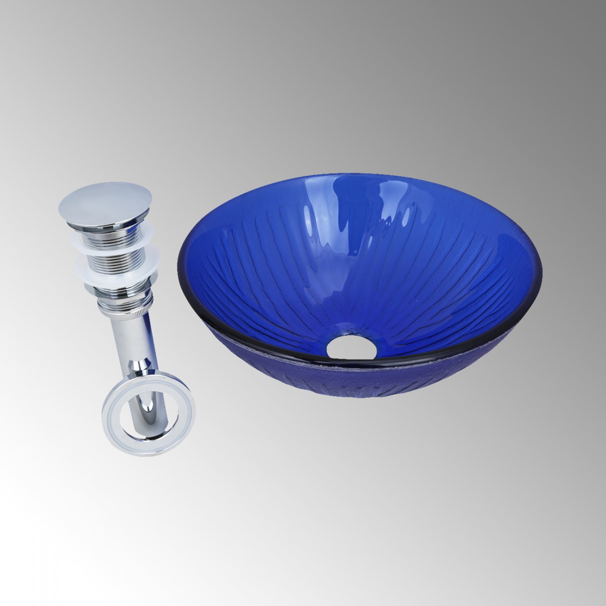 Imperfect Blue Glass Vessel Counter Top Vanity Sink Round Bowl
