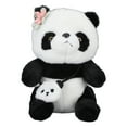 thumbnail image 2 of Cute Panda Plush Pillow Soft Comfortable Washable Simulation Panda Plush Stuffed Doll Toy with Flower Decoration 9.8in, 2 of 15