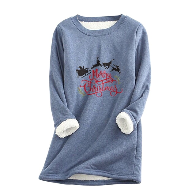 Sudaderas Navideñas Con Cuello Redondo Para Mujer Suéter Estampado Blusa Suelta Tops Sin Capucha Odeerbi ODB194405