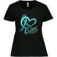 thumbnail image 3 of Inktastic Cure- Ovarian Cancer Awareness Teal Ribbon Women's Plus Size T-Shirt, 3 of 5