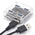 thumbnail image 1 of Hub USB 3.0 Unidad de Expansión de 4 Puertos Libre con Interfaz de Fuente de Alimentación Transmisión de Alta Velocidad de 5 Gbps con Cable de Datos de 50 cm, 1 of 5