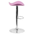 thumbnail image 6 of Flash Furniture Jefferson 2 Pk. Contemporary Pink Vinyl Adjustable Height Barstool with Wavy Seat and Chrome Base, 6 of 8