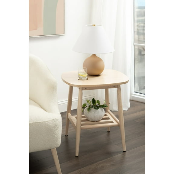 Kate and Laurel Nilas Modern Rectangle Wood Side Table, 22 x 20 x 24, Light Natural, Decorative Slatted Wood Two-Tier End Table for Use as a Bedroom Nightstand or Living Room Accent