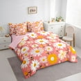 thumbnail image 3 of Feelyou Orange Groovy Flower Bedding Comforter Set 7 Pieces for Teens, Kawaii Daisy Floral Full Bedding Set, Plant Botanical Reversible Fitted Sheet Flat Sheet, Breathable Home Decor, 3 of 8