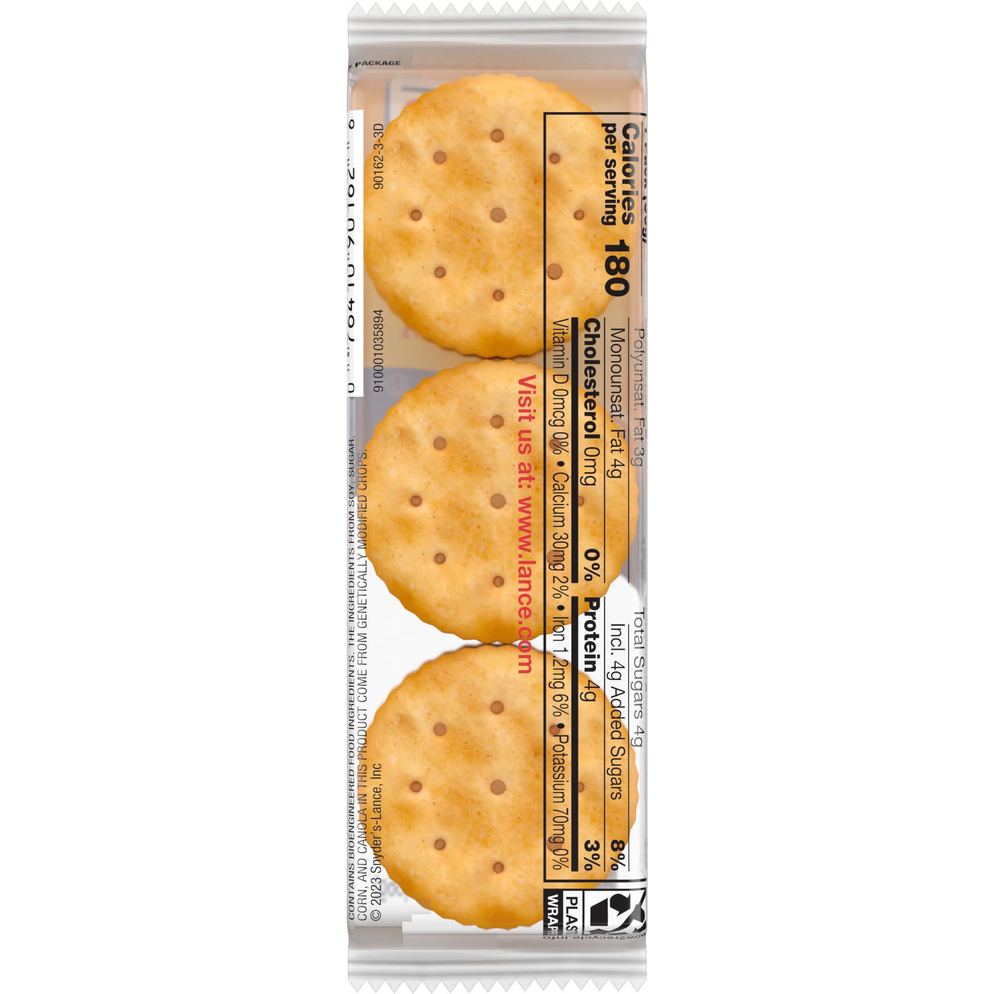 Lance Sandwich Crackers, Toasty Peanut Butter, Individual Snack Pack, 6 Sandwiches