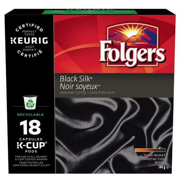 Folgers Noir soyeux capsules K-CUP® recyclabes 18 K-Cups