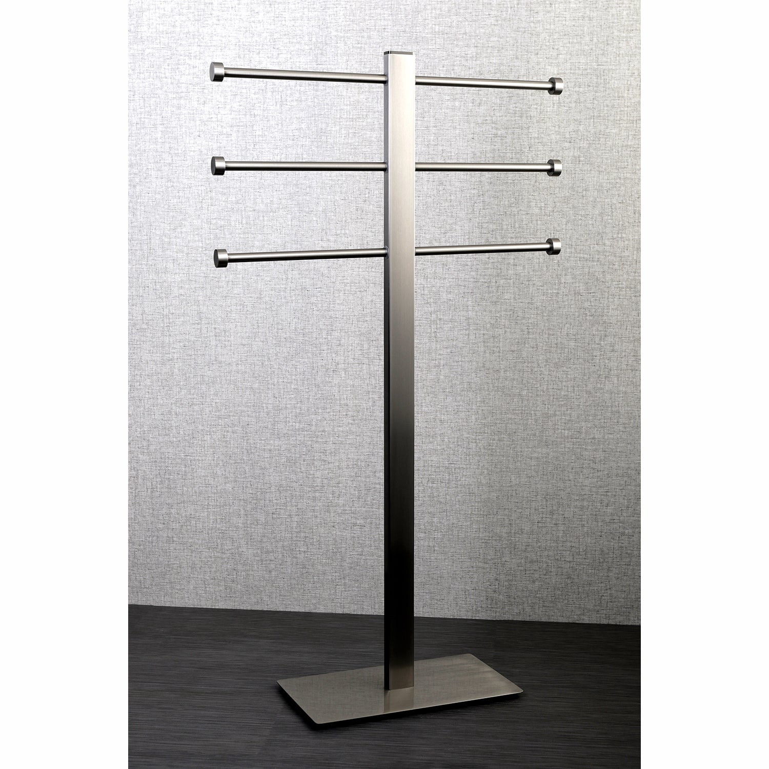 Kingston Brass Edenscape CCS6028 Freestanding Stainless Steel Towel Holder with Rectangular Base, Satin Nickel