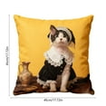 thumbnail image 3 of Funda de almohada corta de felpa de poliéster con diseño de gatos | Funda de cojín decorativa para sofá de 45 x 45 cm sin relleno | Decoración para el hogar con estampado de gatos multicolor, 3 of 6