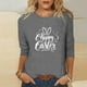 thumbnail image 2 of Mujeres 3/4 Manga Tops Impresión Casual Cuello Redondo Camiseta Top Blusa, Poliéster Toda la Temporada, 2 of 4