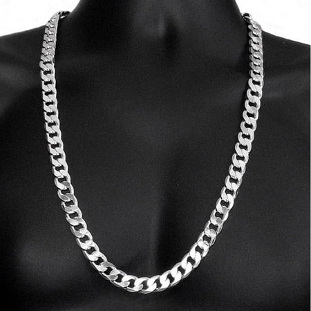 White Gold Filled High Polish Finsh Chain - Cuban Link
