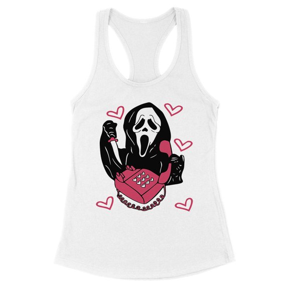 Ghost Telephone Tank Top Fitted Racerback Women's Large White
