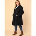 thumbnail image 4 of Women's Plus Size Notched Lapel Double Breasted Winter Long Coat Black 2X, 4 of 6