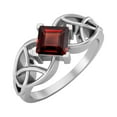 thumbnail image 2 of Mooneye 5mm Square Shape Garnet 925 Sterling Silver Celtic Women Valentines Day Gift Ring, 2 of 7