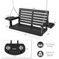 thumbnail image 4 of FOOWIN Outdoor Porch Swing, HDPE Patio Hanging Porch Swing with Cup Holder, Black, 4 of 11