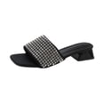 thumbnail image 1 of Zapatillas de verano con tacón grueso y diamantes de imitación para mujer, elegantes zapatillas de tacón alto a la moda para mujer, sandalias con tiras y punta cuadrada, 1 of 6