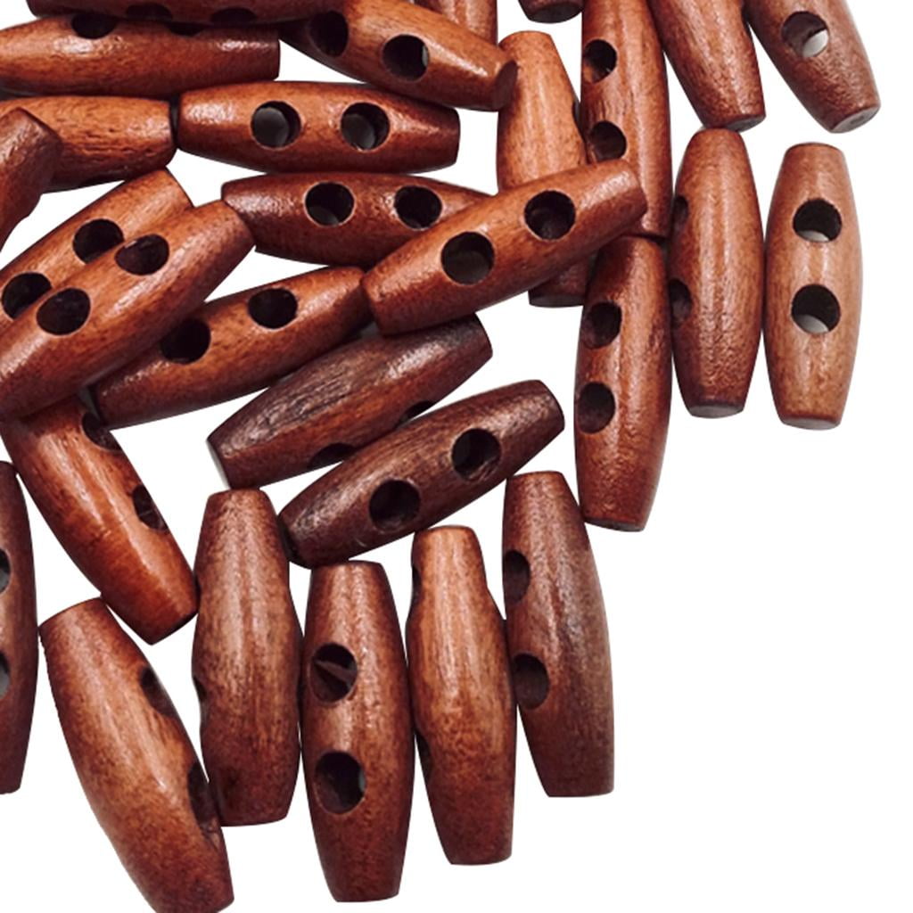 GUOOL 8x 50 Pieces Brown 2-Holes Olive Shape Wooden Buttons Sewing on Clothing Coat for Decoration