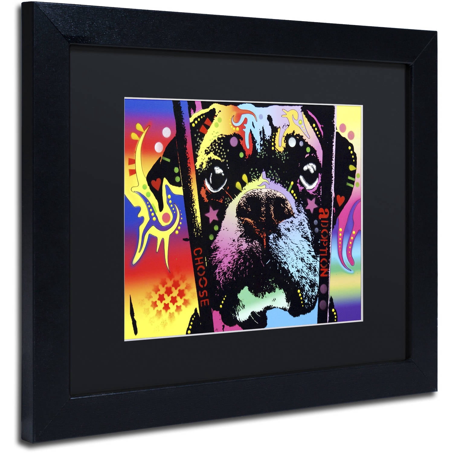 Trademark Fine Art "Choose Adoption Boxer" Canvas Art by Dean Russo, Black Matte, Black Frame