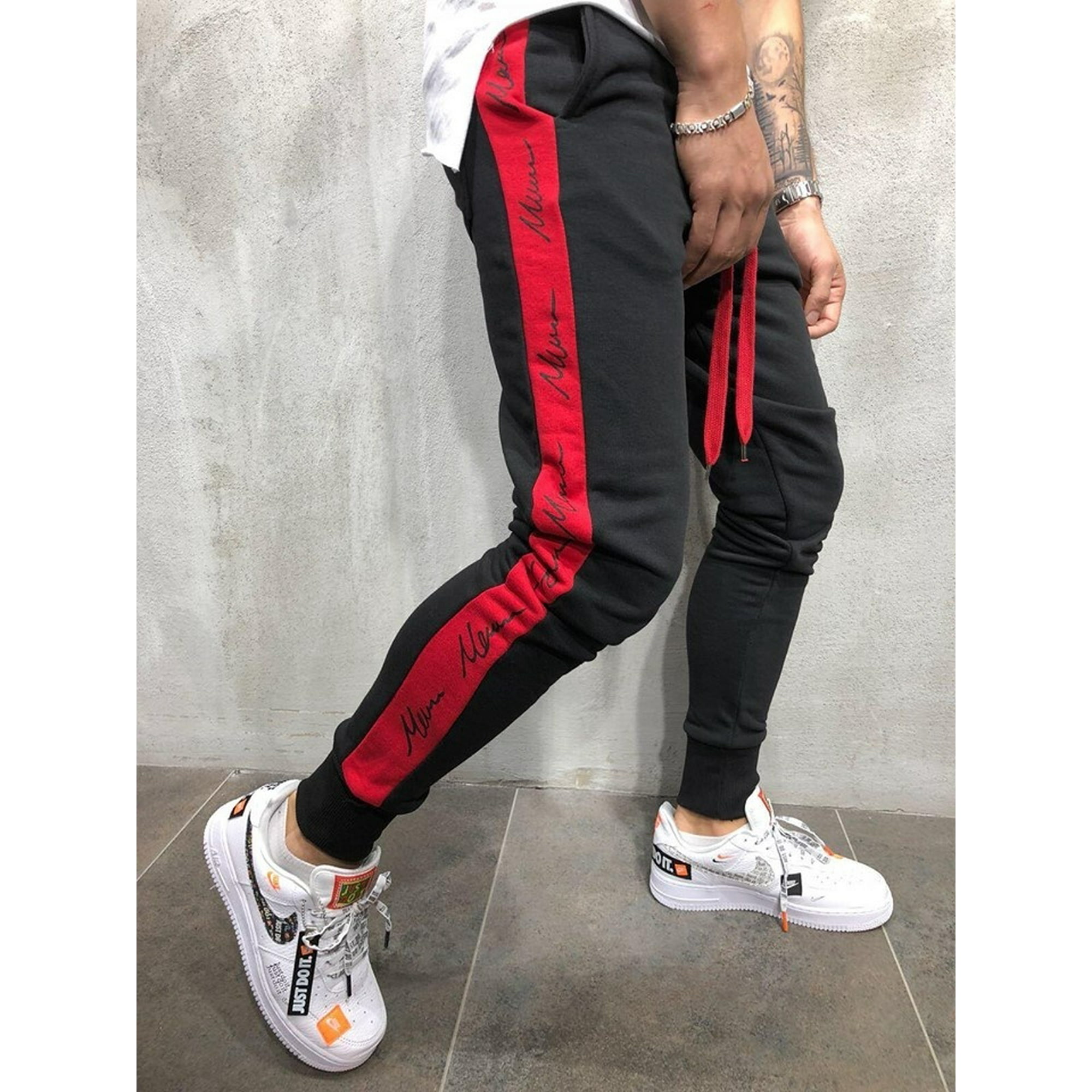 Mens Gym Slim Fit Trousers Tracksuit Bottoms Skinny Joggers Sweat Track Pants Walmart