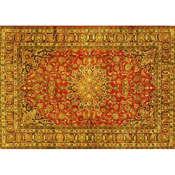 Ahgly Company Indoor Rectangle Persian Yellow Traditional Area Rugs, 2' x 5'