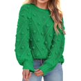 thumbnail image 1 of Gibobby Sueter Navideños Mujer de punto con cuello redondo para mujer, de punto con lunares, manga larga, liso, elegante, Top de punto(Verde,CH), 1 of 5