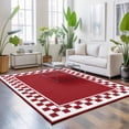 Cherry Red Square 4'x6' Area Rugs Graphic Retro Red White Checkered ...