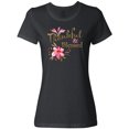 thumbnail image 3 of Inktastic Thankful and Blessed Inspirational Saying with Pink Flowers Women's T-Shirt, 3 of 5