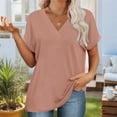 thumbnail image 4 of Womens Summer Tops Short Dolman Sleeve Shirts 2025 Fashion V Neck Outfits Clothes Pink L, 4 of 9