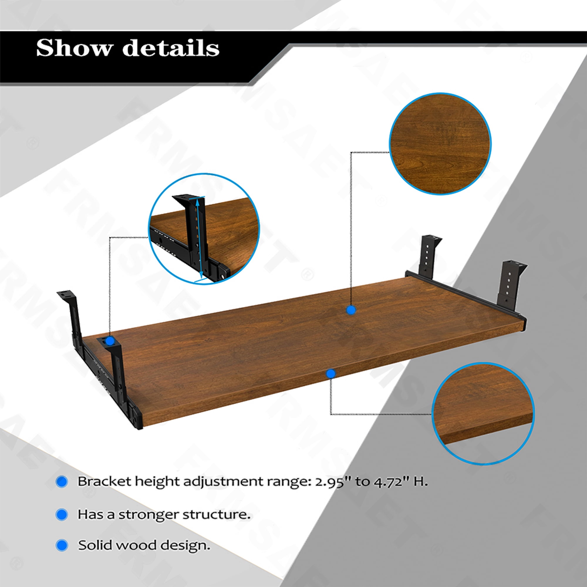 FRMSAET Office Furniture Accessories Home Hardware 24/30 inches Keyboard Drawer Tray Wood Holder Under Desk with Adjustable Height slide . (30 inches,Brown)