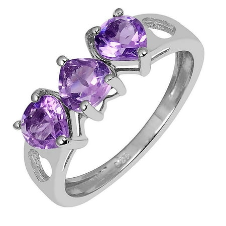 Topaz Color Stone Orchid Jewelry Three Color of Gemstone Amethyst, Citrine & Ruby Heart 3-stone Engagement Rings For Your Choice Ring Size: 6, Gemstone: Amethyst ()