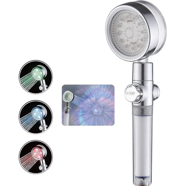 Cabezal de ducha LED 7 colores que cambian automáticamente la luz Cabezal de ducha de ahorro de agua de alta presión sin batería (siete colores)
