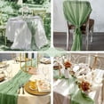 thumbnail image 3 of 6 Pack Sage Green Cheesecloth Table Runners 35 x 120 Inch (10FT) – Boho Rustic Gauze Table Decor, Semi-Sheer Fabric Runner for Wedding, Baby Shower, Birthday Party & Event Decorations, 3 of 6