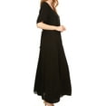 thumbnail image 4 of Sakkas Hailey Cap Sleeve Caftan Long Embroidered Stonewashed Dress - Black - S/M, 4 of 5
