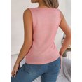 thumbnail image 3 of Summer Fashion Women's Button V Neck Hollow Sleeveless Top Vacation Sweater, 3 of 7