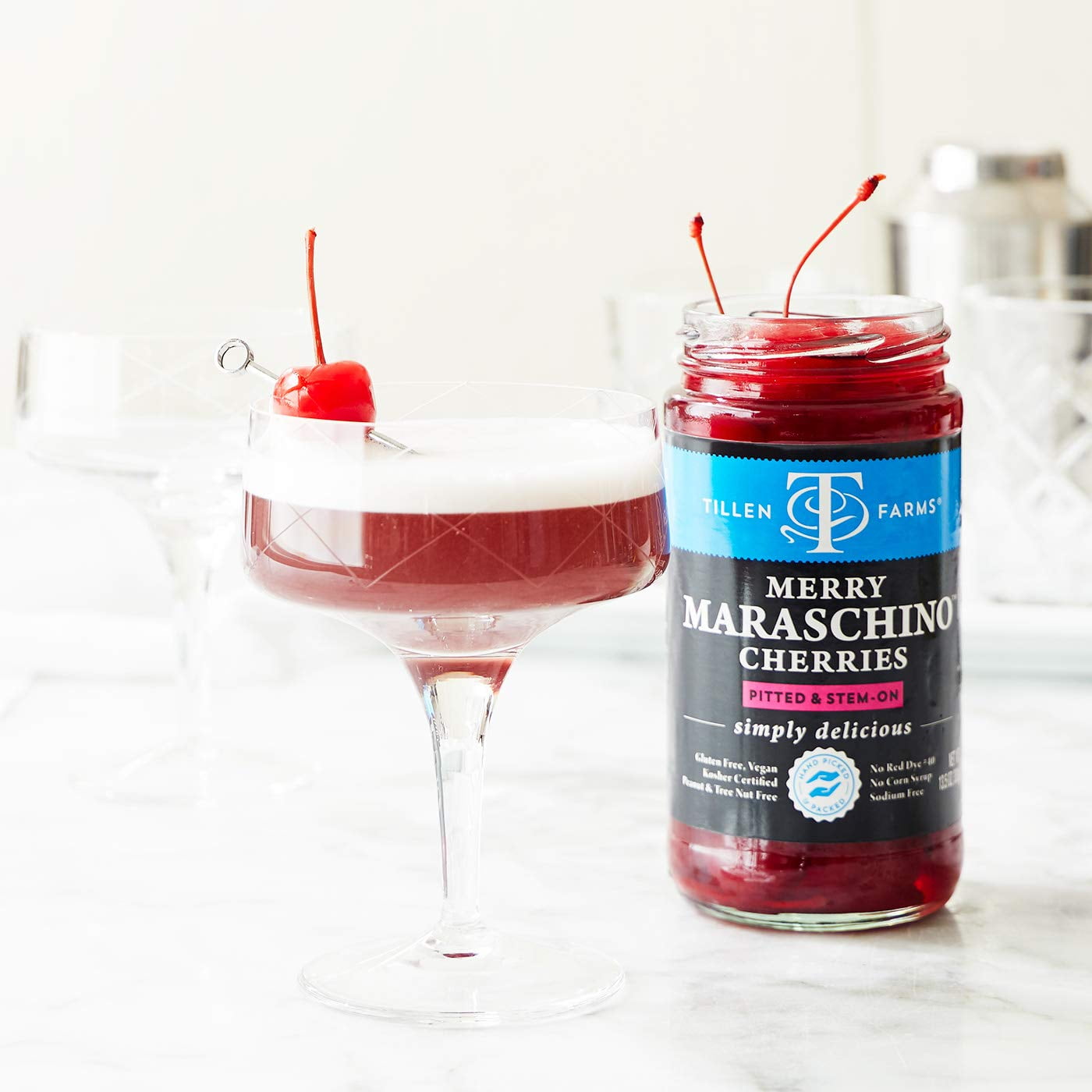 Tillen Farms Merry Maraschino Cherries, 13.5 Ounce Jar, Case of 6