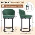 thumbnail image 2 of ClinQ Swivel Counter Height Bar Stools Set of 3, Fabric Upholstered Barrel Bar Chairs with Auto Return, Curved Back and Black Metal Frame, Green, 2 of 7