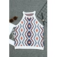 thumbnail image 4 of Women's White Aztec Geometric Print Knitted Tank Top, 4 of 11