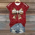 thumbnail image 5 of Womens Sequin Football Shirts 2025 Game Day Funny Graphic Short Sleeved Tops Summer Trendy Casual Pullover Tee Blouses, 5 of 5