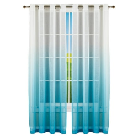 Ombre Drapes Sheer Ombre Window Curtain Panel with Grommet Top for Easy Hanging - Home Décor for Any Room ()