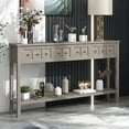 thumbnail image 1 of MODERNLUXE 60" Long Console Table Sofa Table,Solid Wood Entryway Table with 4 Drawers and Bottom Shelf for Storage,Gray, 1 of 7