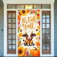thumbnail image 4 of It’s Fall Y’all Door Cover Thanksgiving Backdrop Pumpkin Sunflower Baby Cow 71x35 Inch Cute Autumn Banner for Porch Wall Decor Fall Farm Party Photo Booth Props, 4 of 6