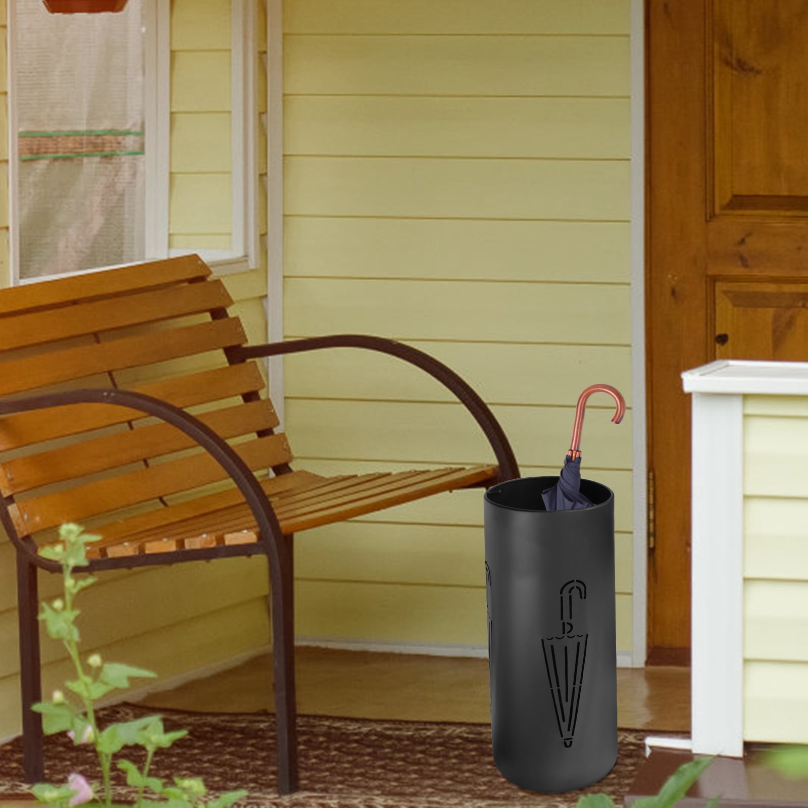 Umbrella Rack Stand Round Iron Doorway Storage Bucket Walking Sticks Holder