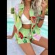 thumbnail image 4 of Conjunto de 2 Piezas para Mujer, con Estampado Floral Tropical Suave de Verano, Cuello en V, Corta, Botones y Pantalones Cortos. Fruta de Fondo Verde M, 4 of 10